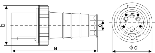 三芯工業插頭-033的規格圖示 三芯工業插頭-033的規格圖示