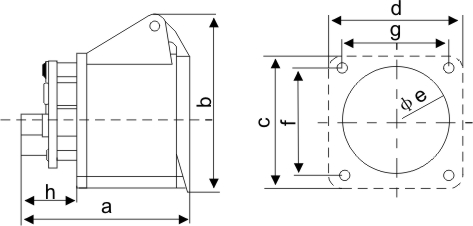 工業暗裝插座-313和323的尺寸展示